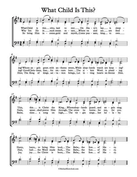 Free Choir Sheet Music What Child Is This Key Of D Minor E Minor