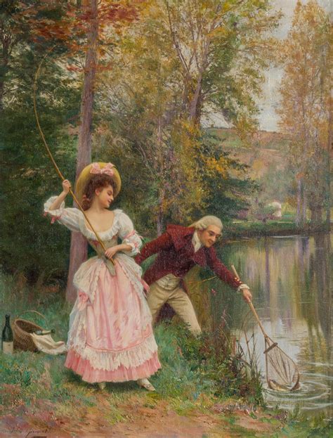 Lot Jules Girardet French 1856 C1946 Romantic Catch Oil On