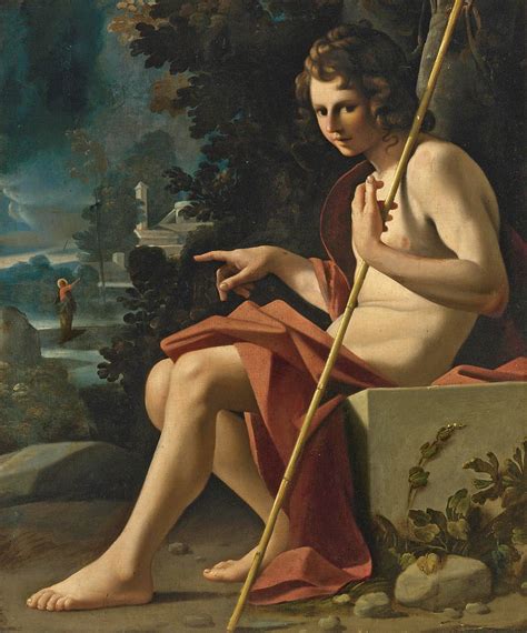 Saint John The Baptist In A Landscape Painting By Bartolomeo Schedoni