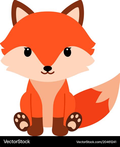 Cute Cartoon Fox In Modern Simple Flat Style Vector Image
