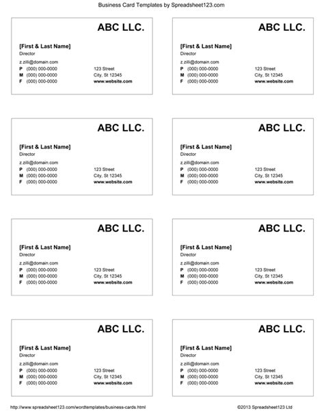 business card templates  word