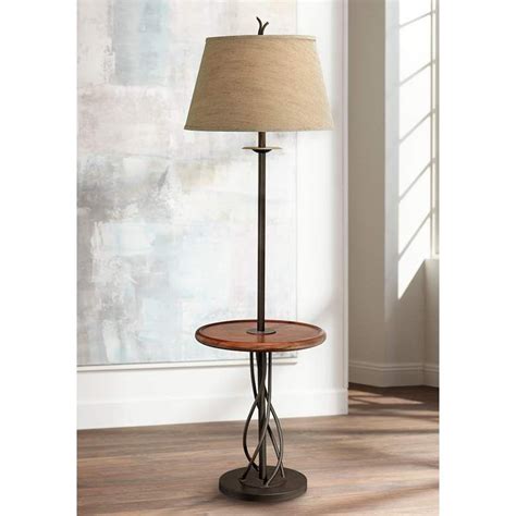 Iron Twist Base Wood Tray Table Floor Lamp N5774 Lamps Plus
