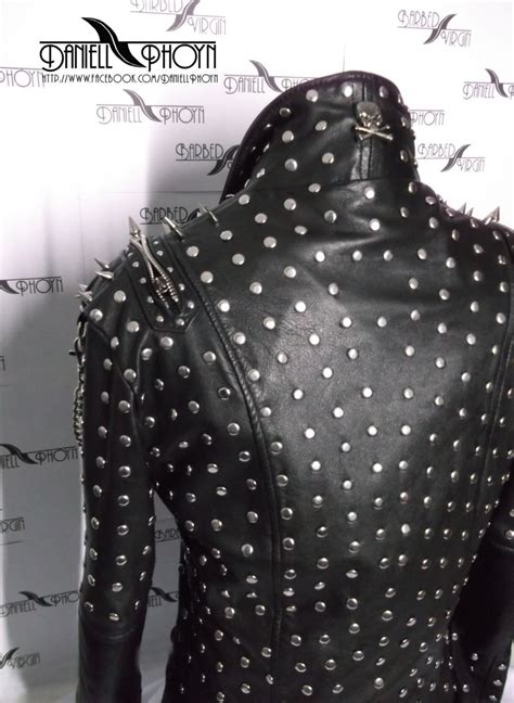 Genuine Leather Jackets With Studs Spikes Shoulders Pattern Etsy