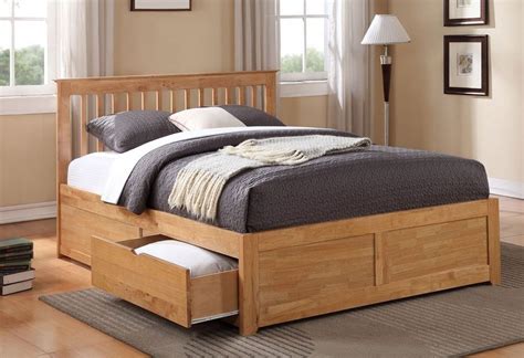 The bed frame has seven legs for additional support. Petra Oak Kingsize Bed Frame With 2 Drawers - Kingsize Bed ...