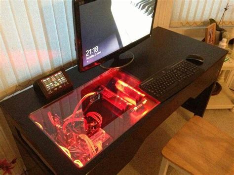 This desk looked like the perfect solution where i could set up my desk top. Desktop computer under glass built in the desk | Gaming ...