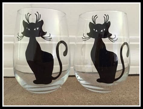10 cool cat related t ideas we found on etsy catster in 2023 etsy wine glasses cat wine