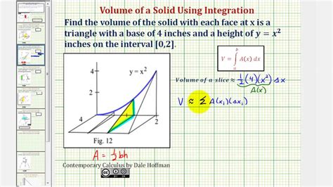 Ex 2 Volume Of A Solid With Known Cross Section Using Integration