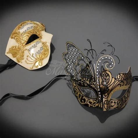 Couples Masquerade Mask Gold Masquerade Mask Mens Masquerade Etsy