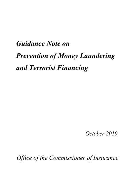 Guidance Note On Prevention Of Money Laundering Gn3