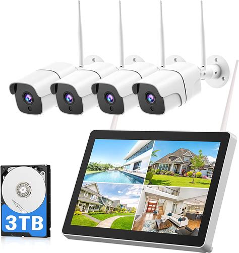 1080P All In One Wireless Security Camera System With 12 LCD Monitor