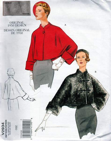 Retro 1950 Waist Length Coat Reprint Vogue 2934 Uncut Etsy Jacket