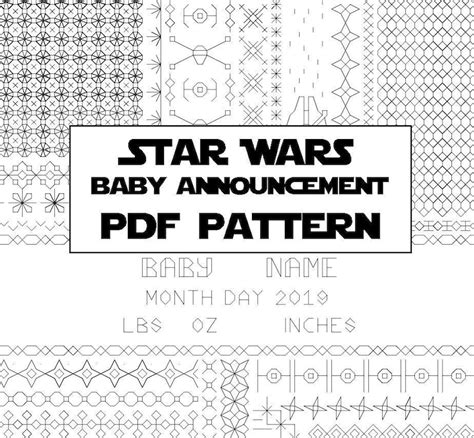 Star Wars Baby Announcement Blackwork Embroidery Pattern Etsy