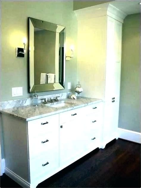 Each has their space, their drawer, and their mirro… vanity with linen cabinet custom bathroom linen cabinets ...