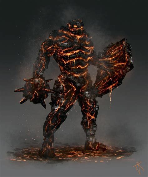 Lava Warrior Monster Concept Art Beast Creature Fantasy Character