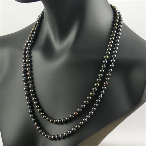 Long Black Pearl Necklace The Real Pearl Co