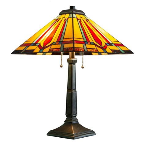 River Of Goods Multi Colored Table Lamp With Stained Glass Mission Style Shade 11614 Home