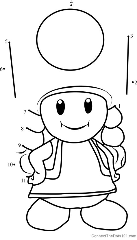 Toad From Super Mario Dot To Dot Printable Worksheet Connect The Dots Images And Photos Finder