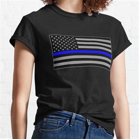 Back The Blue Thin Blue Line American Flag Police Support T Shirts
