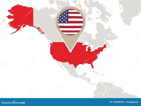 Estados Unidos En Mapa Del Mundo Ilustración Del Vector Ilustración