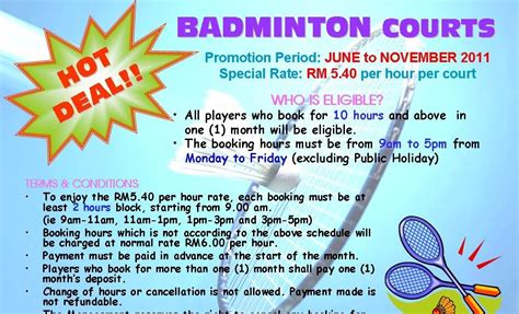 Looking for a badminton court in your locality? Y Penang: BADMINTON COURT PROMOTION!!!!!
