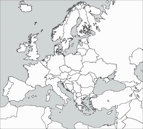 Collection Of Blank Outline Maps Of Europe In Printable Blank Map Of