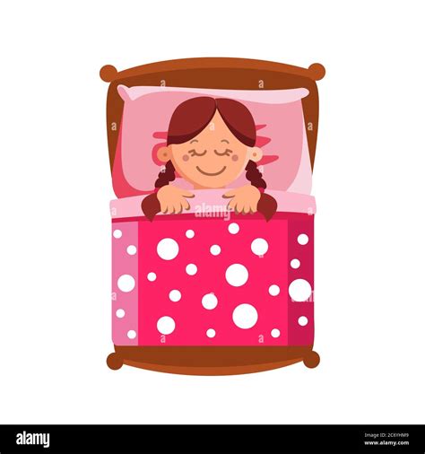 Little Girl Sleeping In Bed Sweet Dreams Vector Stock Vector Image
