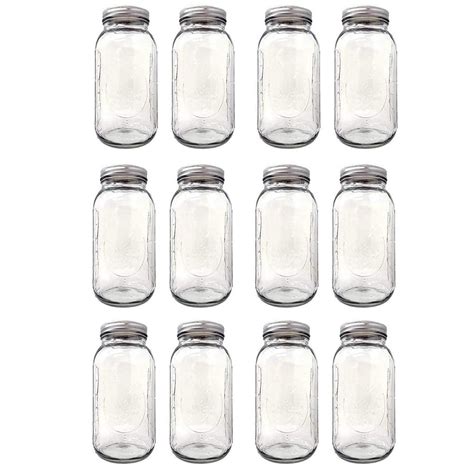 ball glass mason jars wide mouth 64 oz with lids and bands for canning and storage 12 jars with