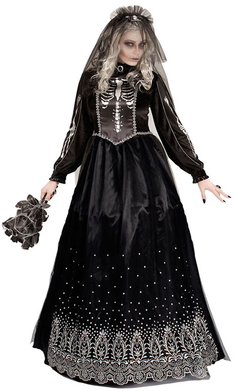 halloween kostüm braut schwarz zombie geisterbraut horror damenkostüm schleier k kaufen bei kl