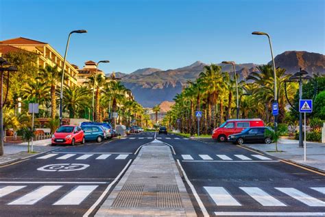 Avenue In Playa De La Americas On Tenerife Canary Islands In Spain