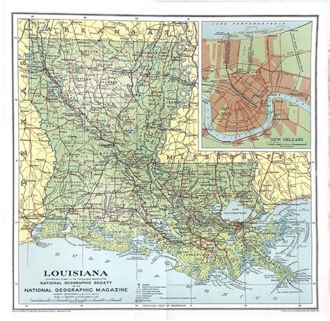 Original April 1930 Map Of Louisiana National Geographic Etsy Uk