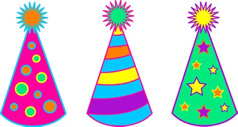 Colorful Birthday Party Hats Free Clip Art
