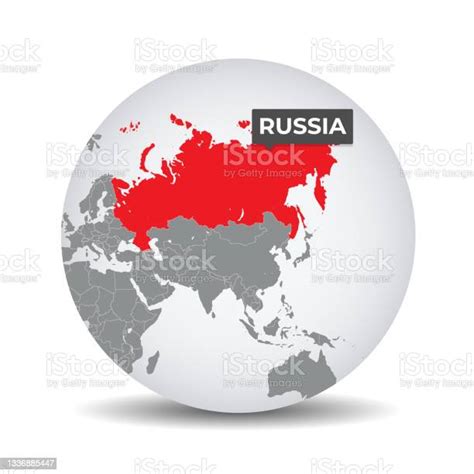 World Globe Map With The Identication Of Russia Stock Illustration