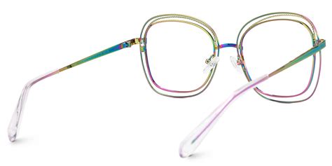 Dilcia Designer Eyeglasses In Square Iridescent Frame