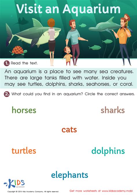 Visit An Aquarium Worksheet For Kids