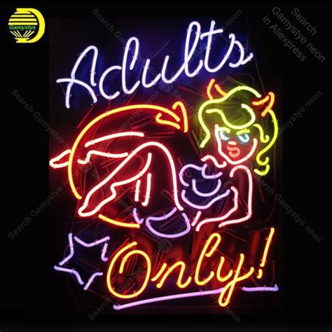 Adults Only With Girl Neon Sign Real Glass Tubes Beer Bar Pub Sign Sign