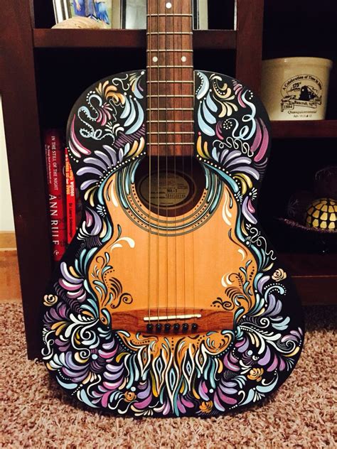 Hand Painted Guitar ️ Guitar Artwork Guitar Painting Painting