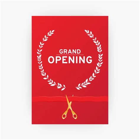 Golden Scissors Cut The Red Ribbon The Symbol Of The Grand Opening