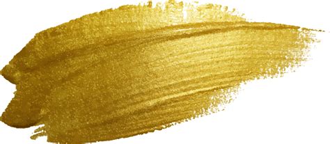 Gold Hand Drawn Paint Brush Stroke Isolated On Transparent Background