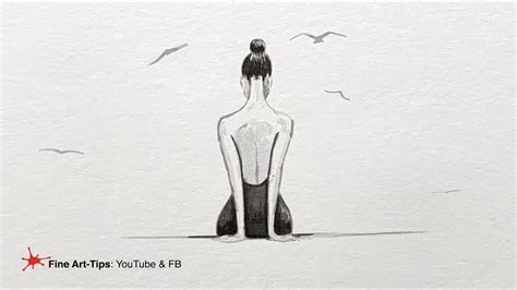 How To Draw A Sitting Woman For Beginners With Ink Youtube