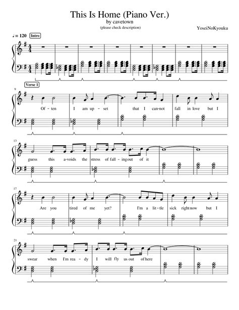 This Is Home Cavetown Easy Piano Arrangement Sheet Music For Piano