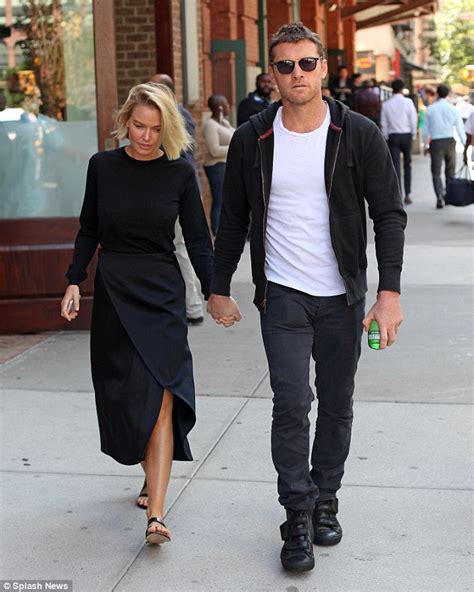 Lara Bingle And Sam Worthington Wear Matching Black Outfits In New York Daily Mail Online