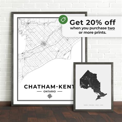 Chatham Kent Map Print Map Of Chatham Kent Ontario Black And Etsy Canada