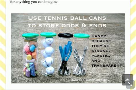 Tennis Balls Containers Can Be Reused For All Sorts Of Storage Organizing Organization Craft