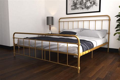 Dhp Wallace Metal Bed King Size Frame Underbed Storage Gold