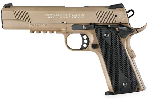 Walther Colt Government 22lr 1911 A1 Rail Gun With Flat Dark Earth Fde
