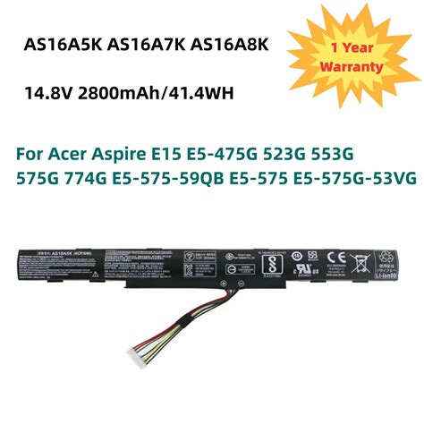 As16a5k As16a7k As16a8k Battery For Acer Aspire E15 E5 475g 523g 553g