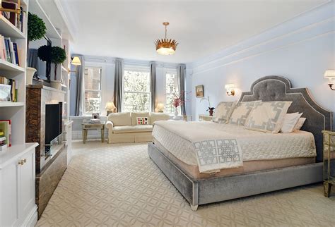 Art Deco Master Bedroom With Stone Fireplace By The Corcoran Group