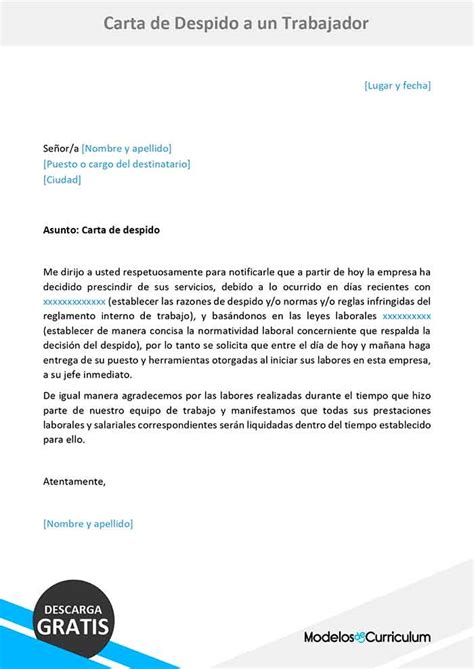 Esta obligación por parte del empleador se ve reflejada en el artículo 57, numeral 7 del código sustantivo. Carta De Despido Descargar Plantilla