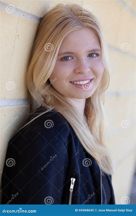 Pretty Blonde Single Woman Portrait Outdoors Stock Image Image Of