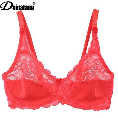 Large Size Thin Breathable Fashion Lace Sheer Bra 34 Cup Sexy Lingerie For Mature Women